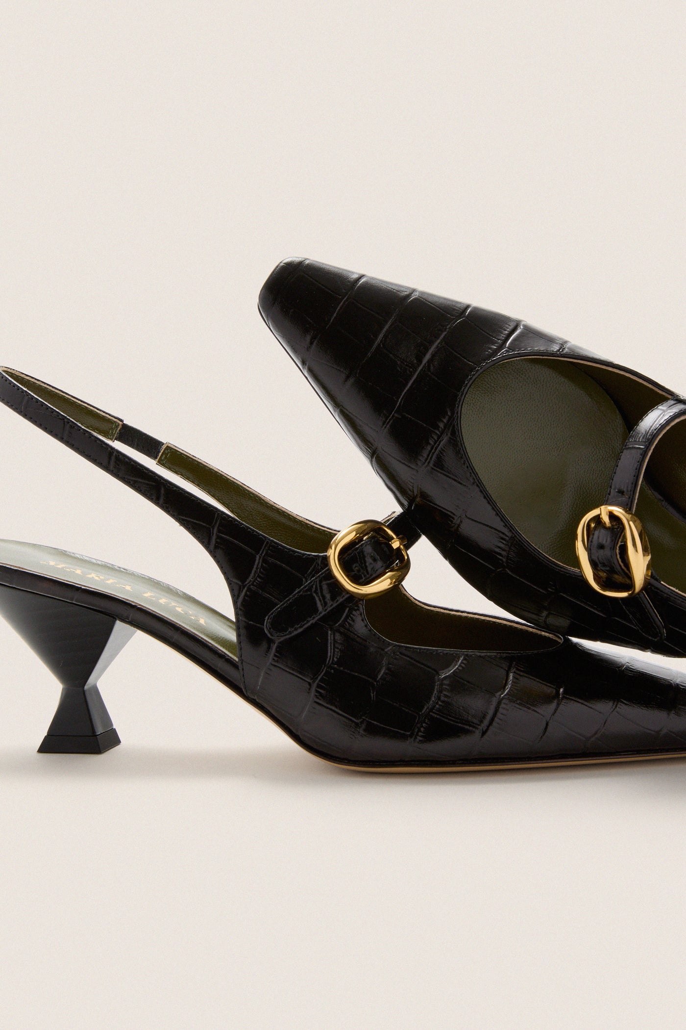 Black Natalia Sling Back Heels