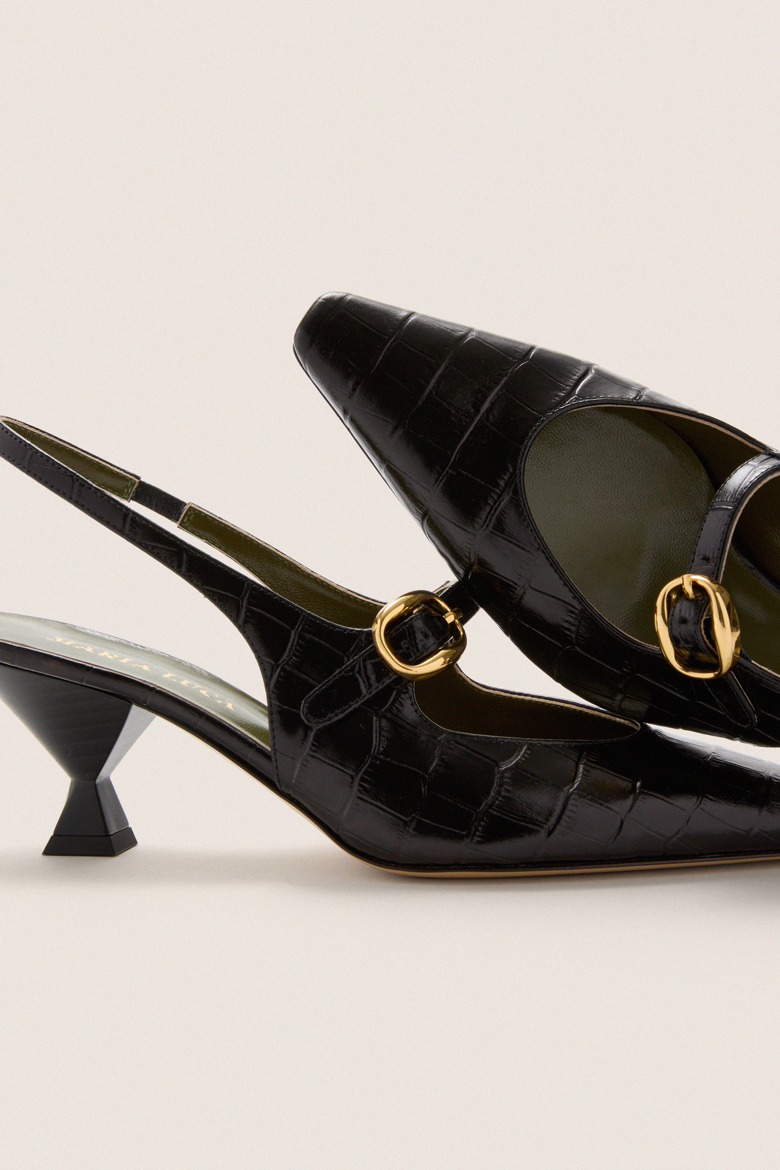 Black Natalia Sling Back Heels