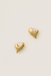 Classic, effortless High Polish Gold Art Heart Earrings with a fun, sculptural design; polished contours and post back closure offer a high-end, playful twist.