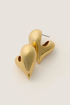High Polish Gold Art Heart Earrings, sculptural and classic, with a subtle heart shape and high-end polish, adding an effortless, fun twist to any look.