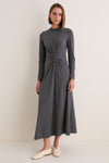 Heathered Charcoal Long Sleeve Volta Dress
