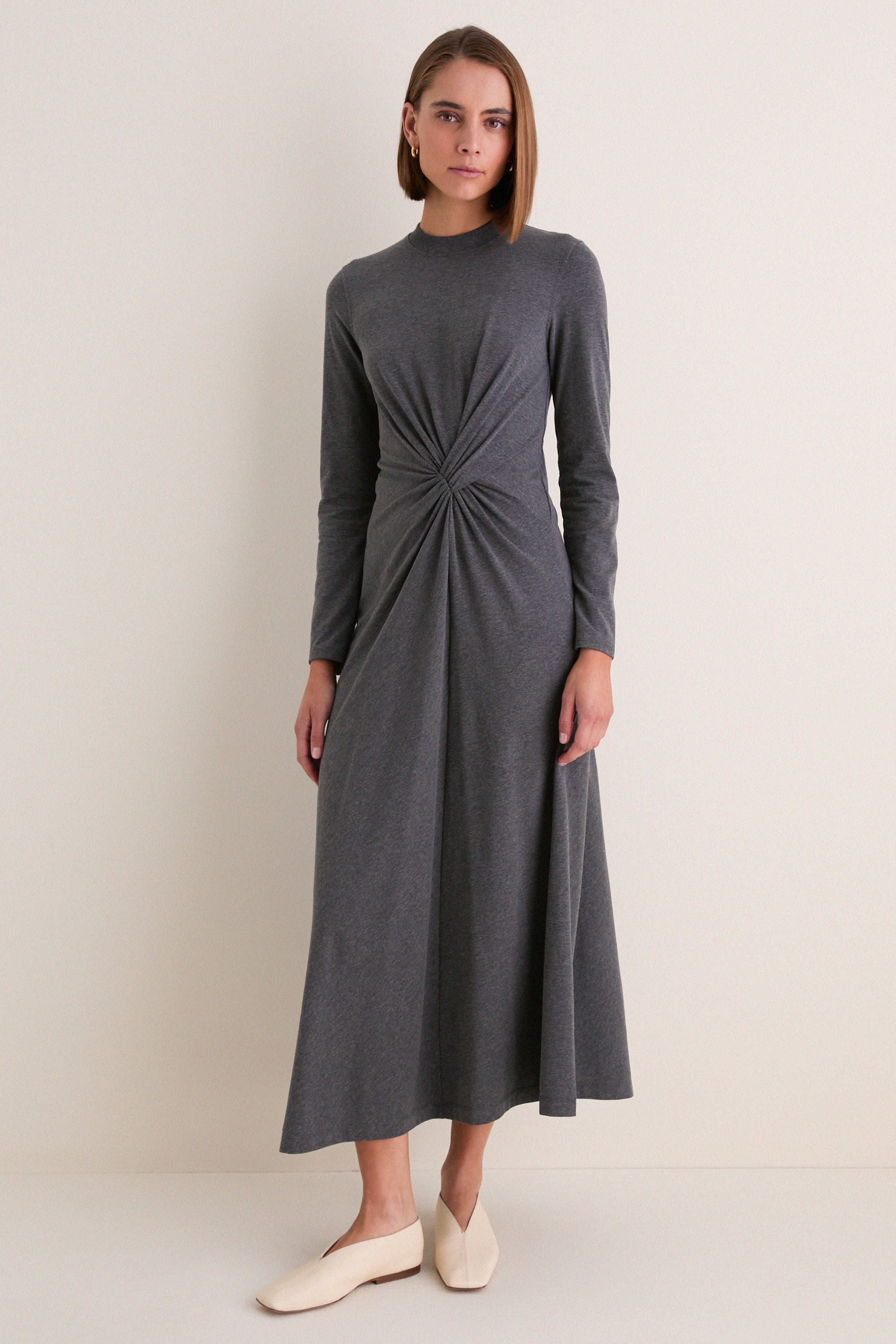 Heathered Charcoal Long Sleeve Volta Dress