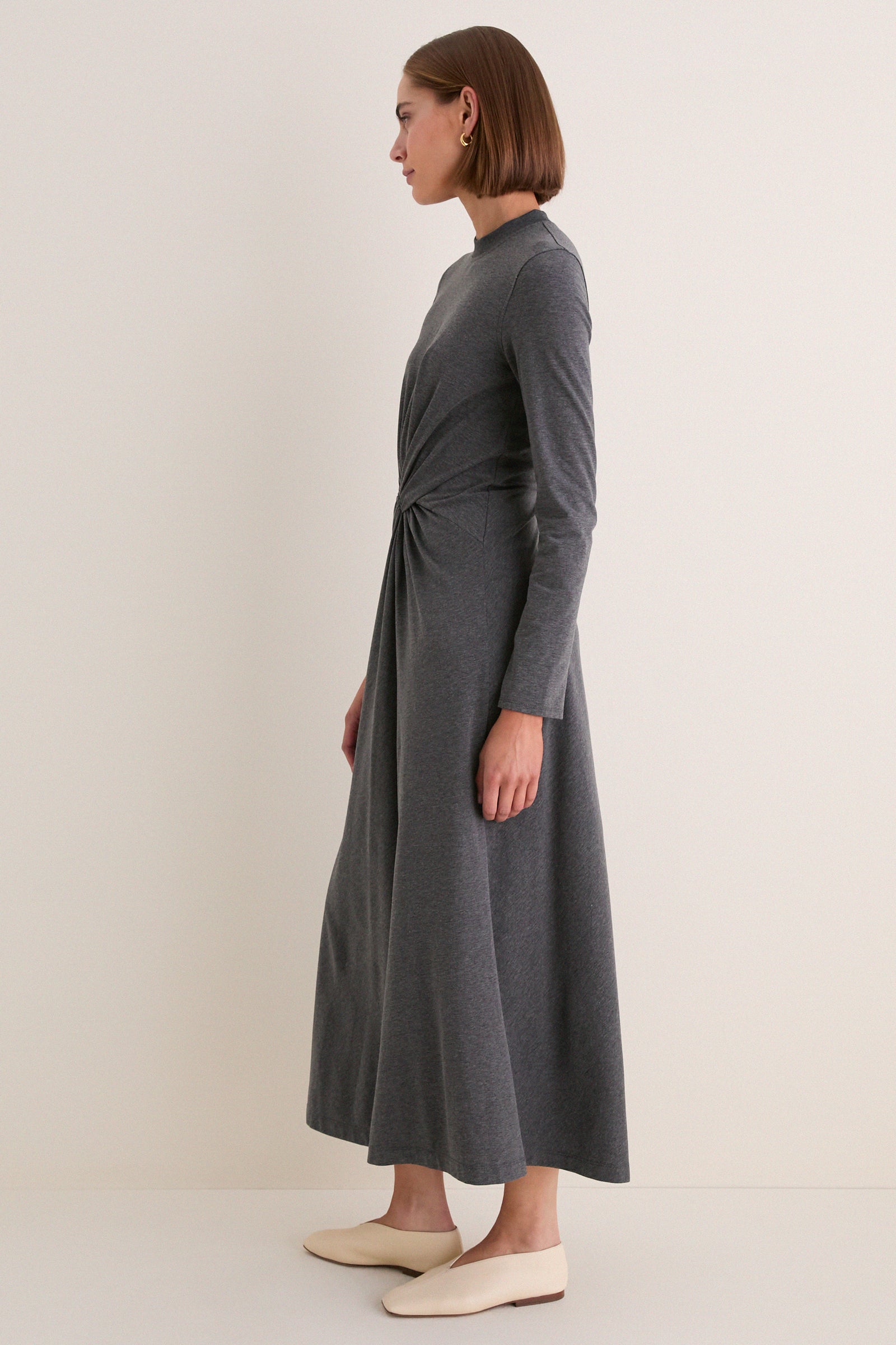 Heathered Charcoal Long Sleeve Volta Dress