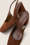 Pecan Brown Leia Block Sling Back Heels