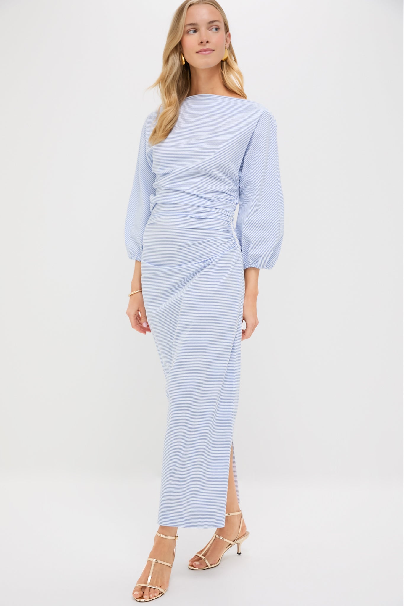 Blue and Ivory Seersucker Ezra Dress