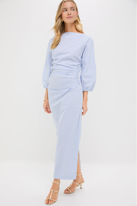 Blue and Ivory Seersucker Ezra Dress