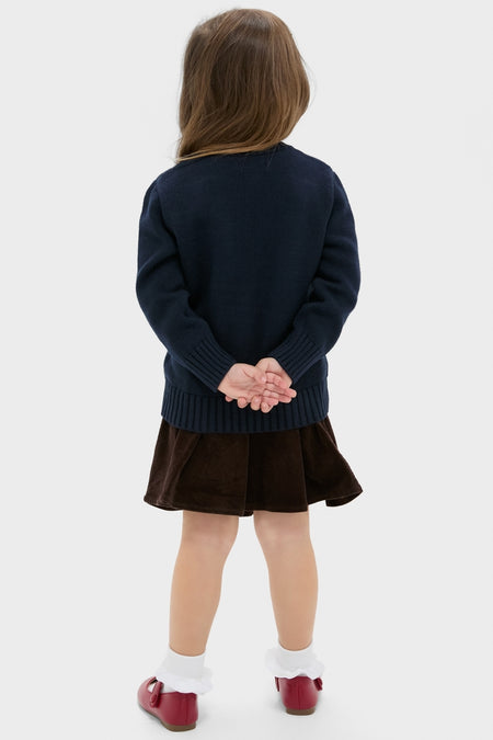 Child wearing Boys Long-Sleeve Flag Bear Crewneck Sweater, showcasing a classic and effortless style with a playful Polo Bear design, reflecting high-end fashion from Tuckernuck.