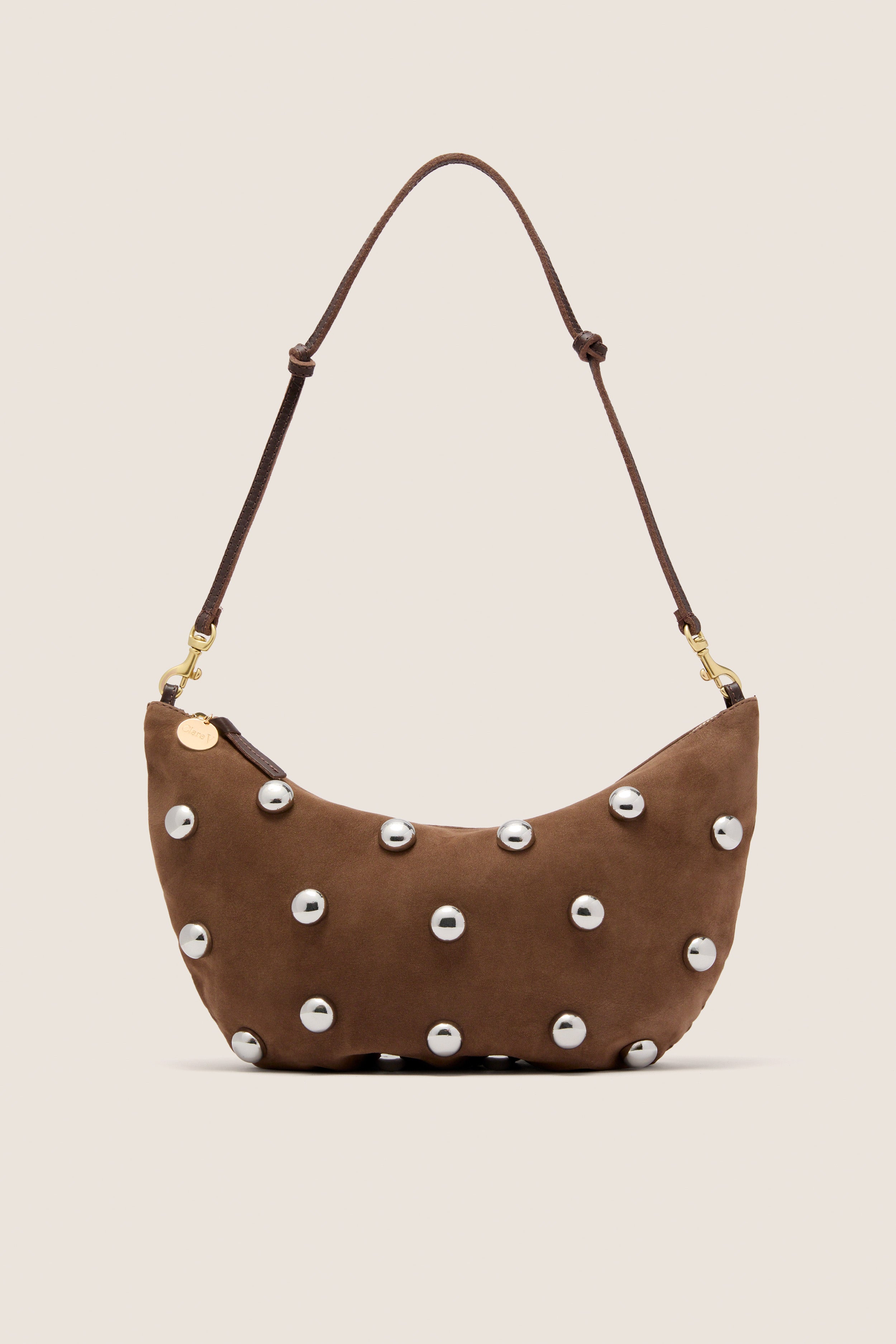 Choco Bar Smooth Nubuck with Studs Lune Bag | Clare V