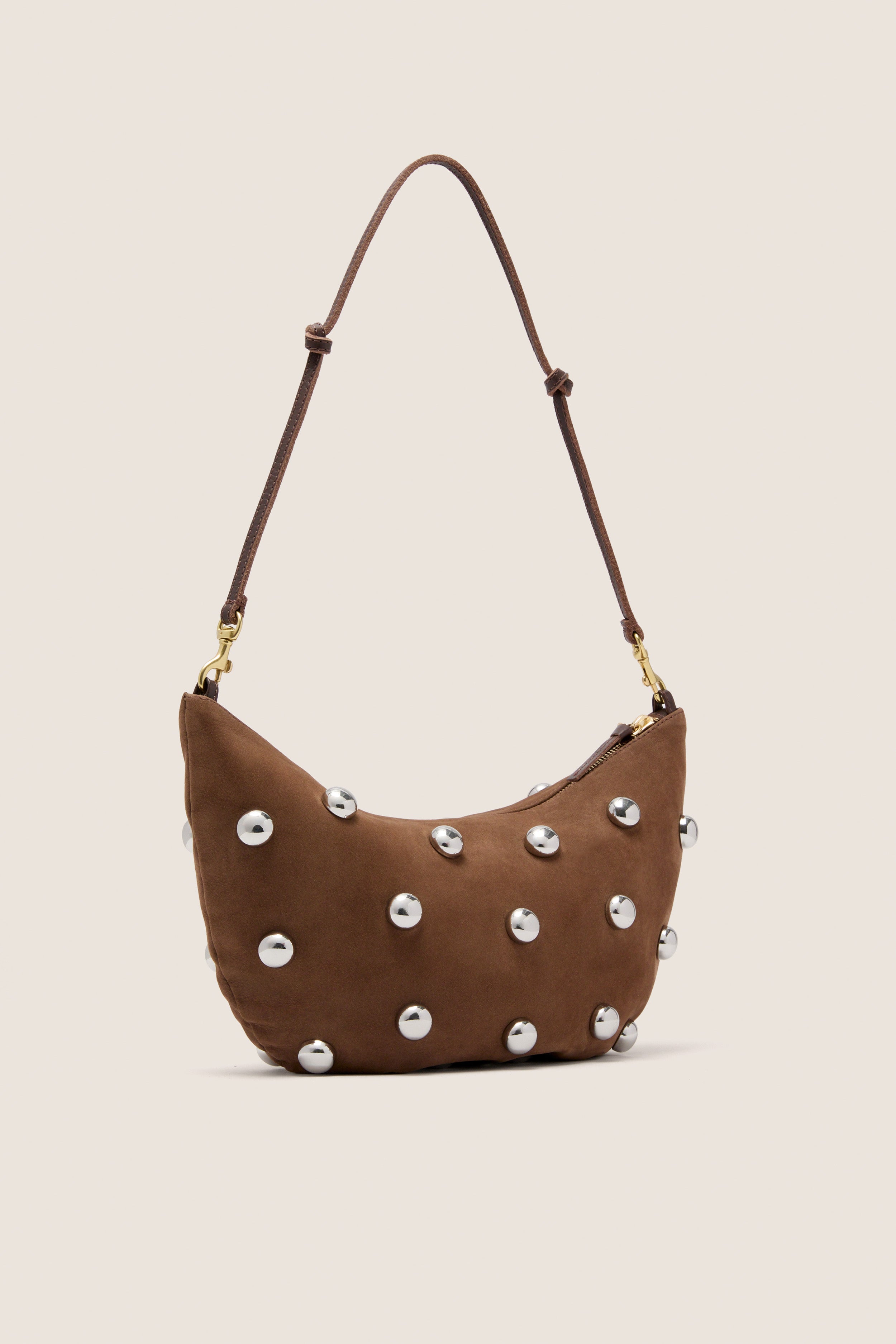 Choco Bar Smooth Nubuck with Studs Lune Bag | Clare V