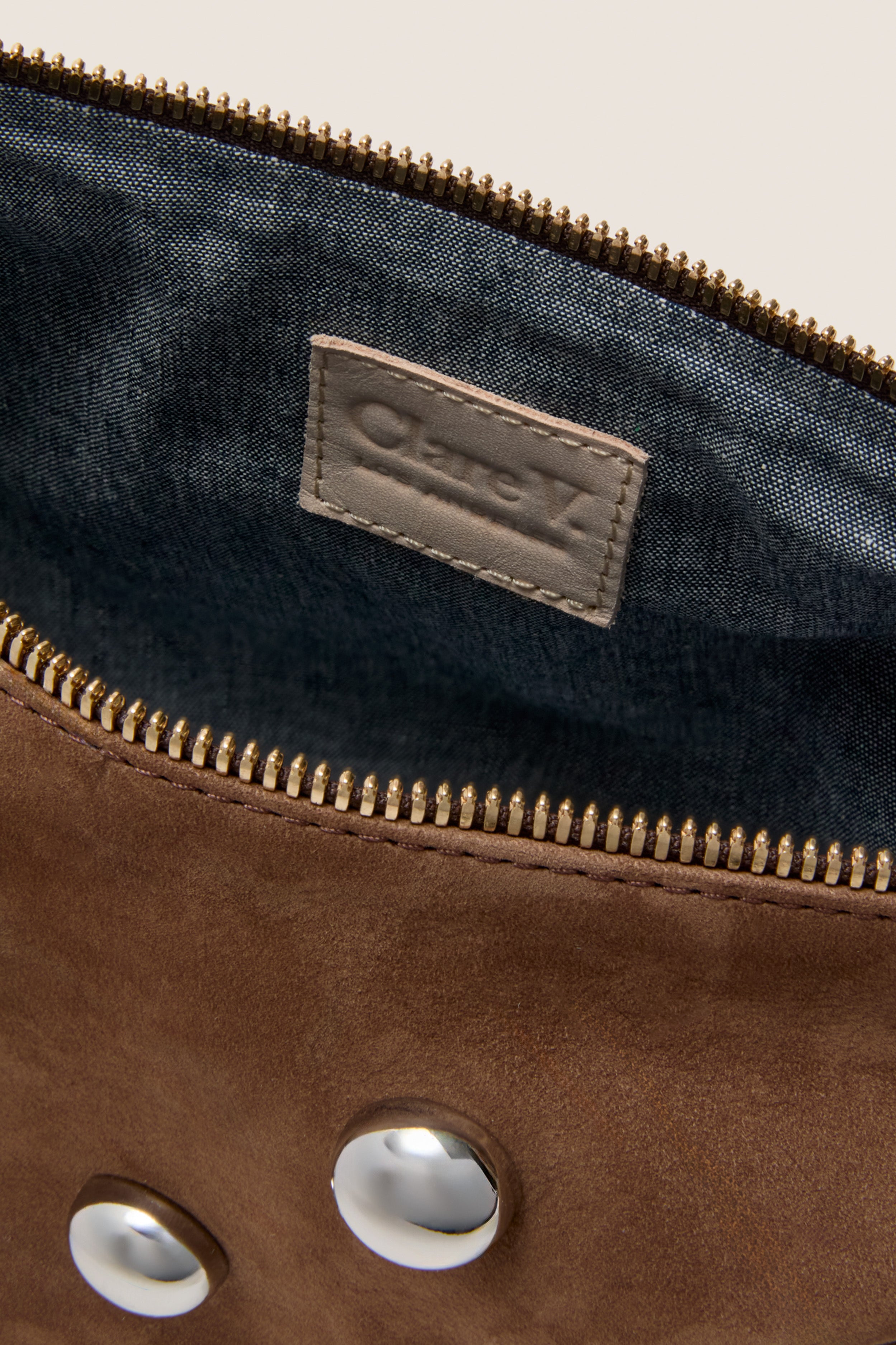 Choco Bar Smooth Nubuck with Studs Lune Bag | Clare V | Tuckernuck