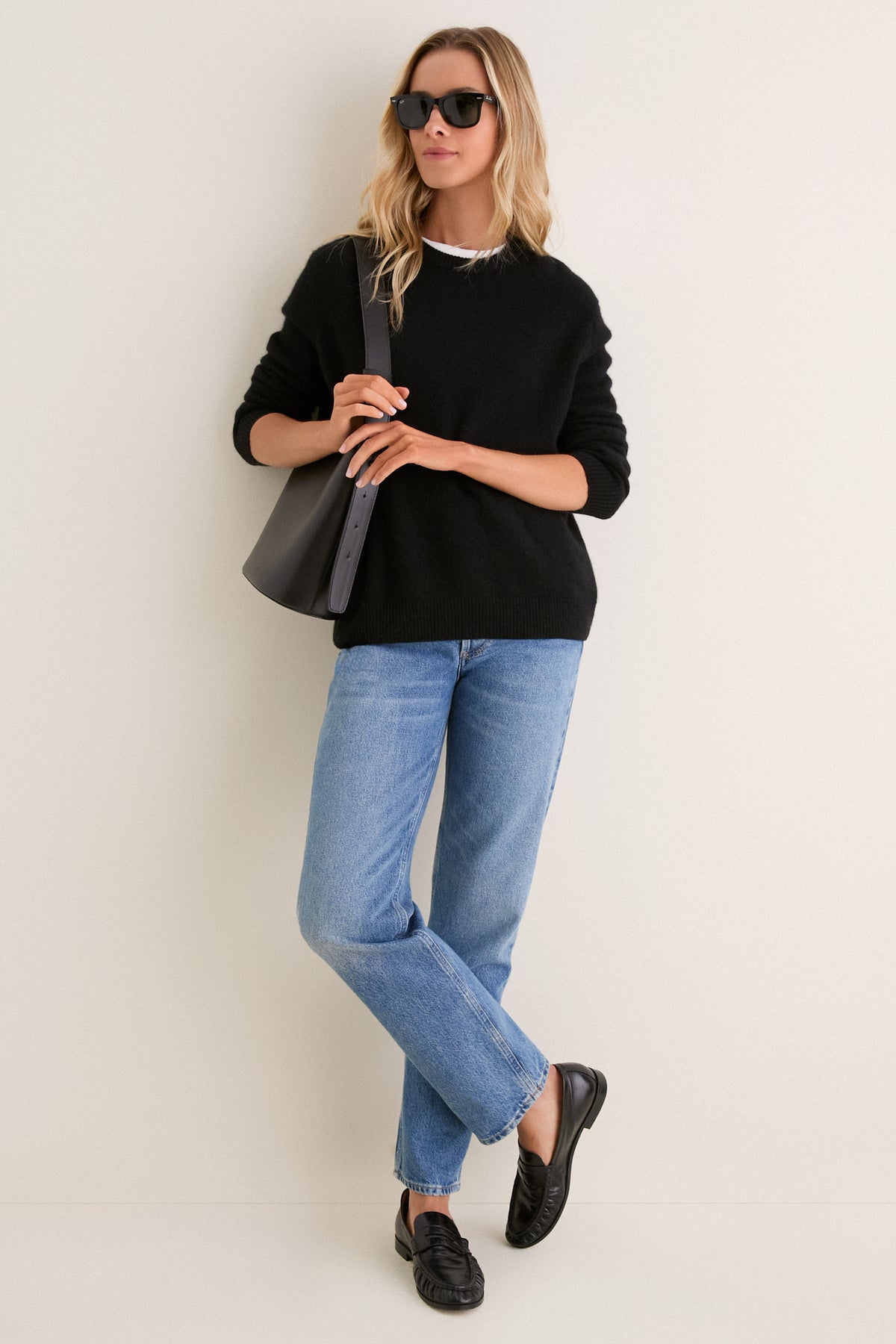 Black Cashmere Boyfriend Bodie Crewneck