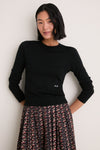 Black Cashmere Silk Long Sleeve Katie Tee