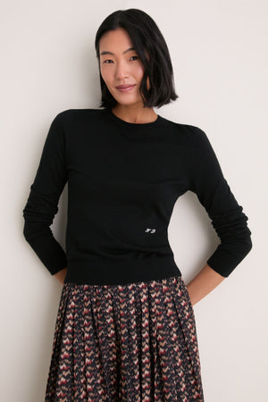 Black Cashmere Silk Long Sleeve Katie Tee