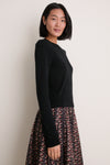 Black Cashmere Silk Long Sleeve Katie Tee