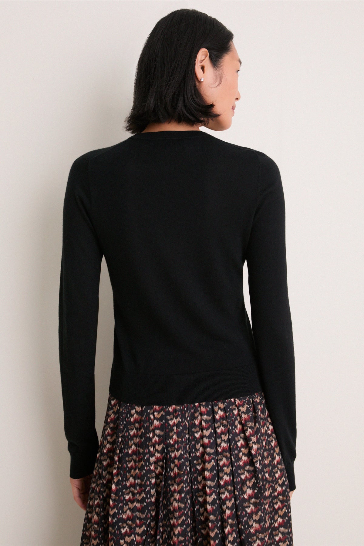 Black Cashmere Silk Long Sleeve Katie Tee
