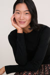 Black Cashmere Silk Long Sleeve Katie Tee