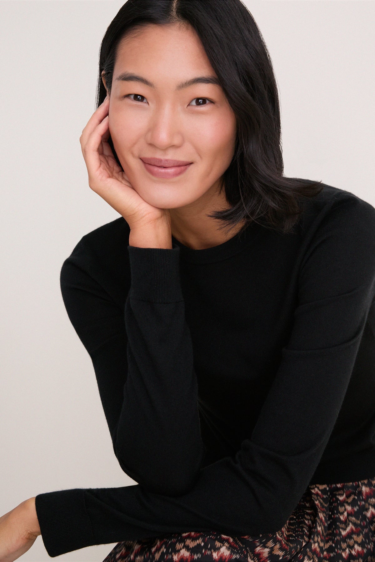 Black Cashmere Silk Long Sleeve Katie Tee