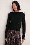 Black Cashmere Silk Long Sleeve Katie Tee