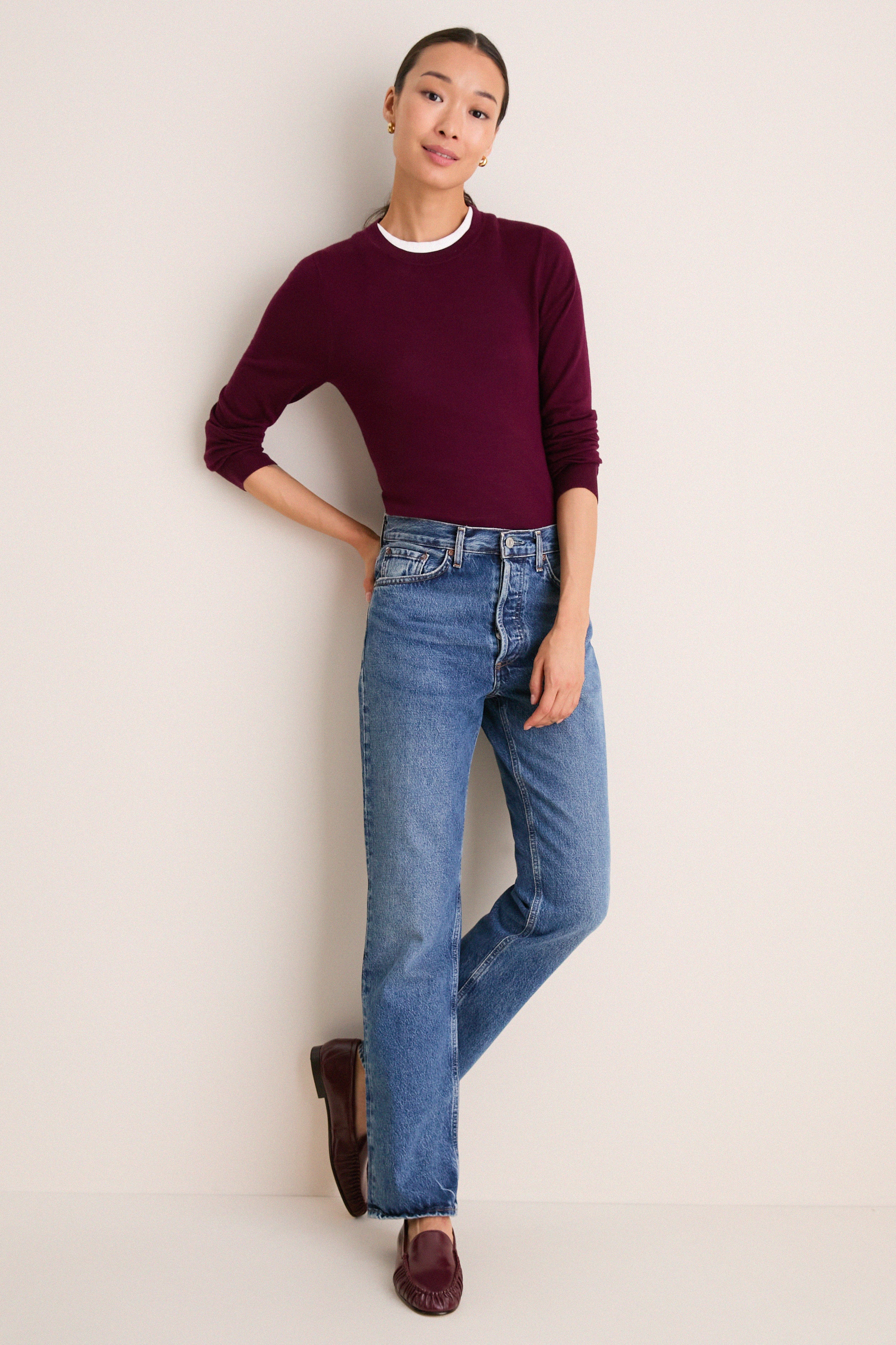 Winetasting Cashmere Silk Long Sleeve Katie Tee