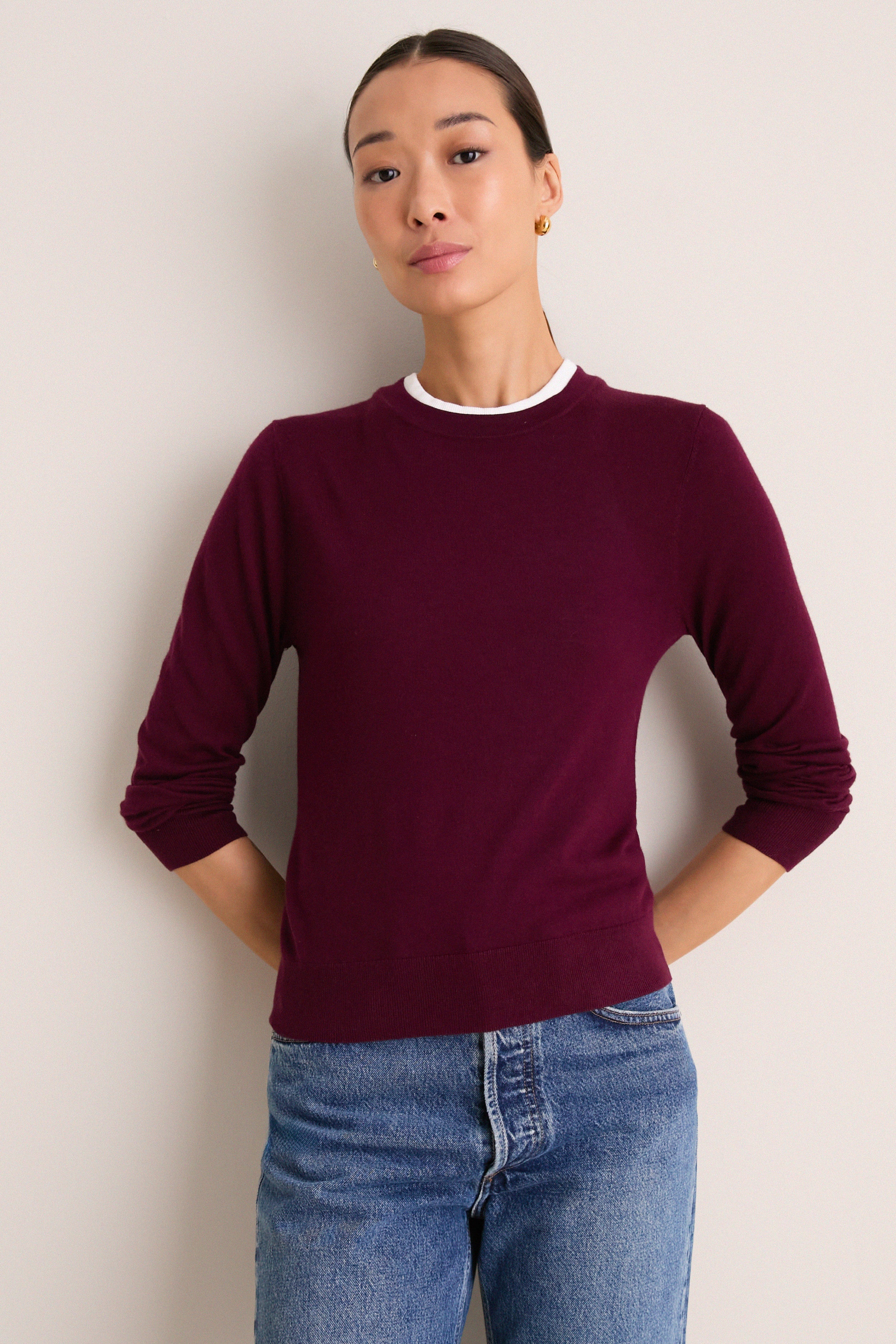 Winetasting Cashmere Silk Long Sleeve Katie Tee