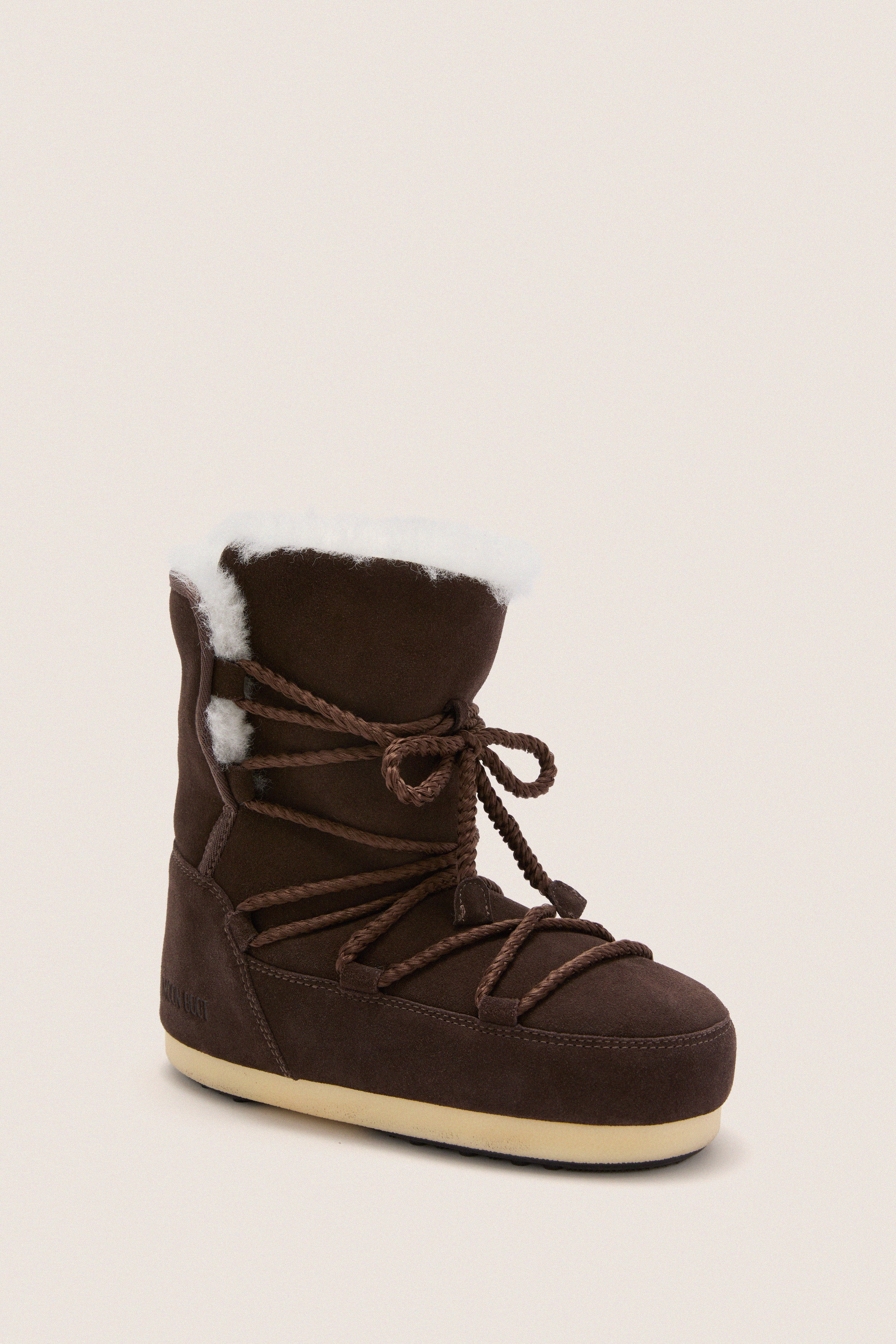 Dark Brown Suede Shearling Evx Boots | Moon Boot