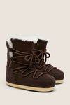 Dark Brown Suede Shearling Evx Boots