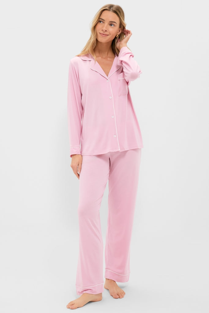 Pink Nectar and Ivory Gisele Long PJ Set | Eberjey