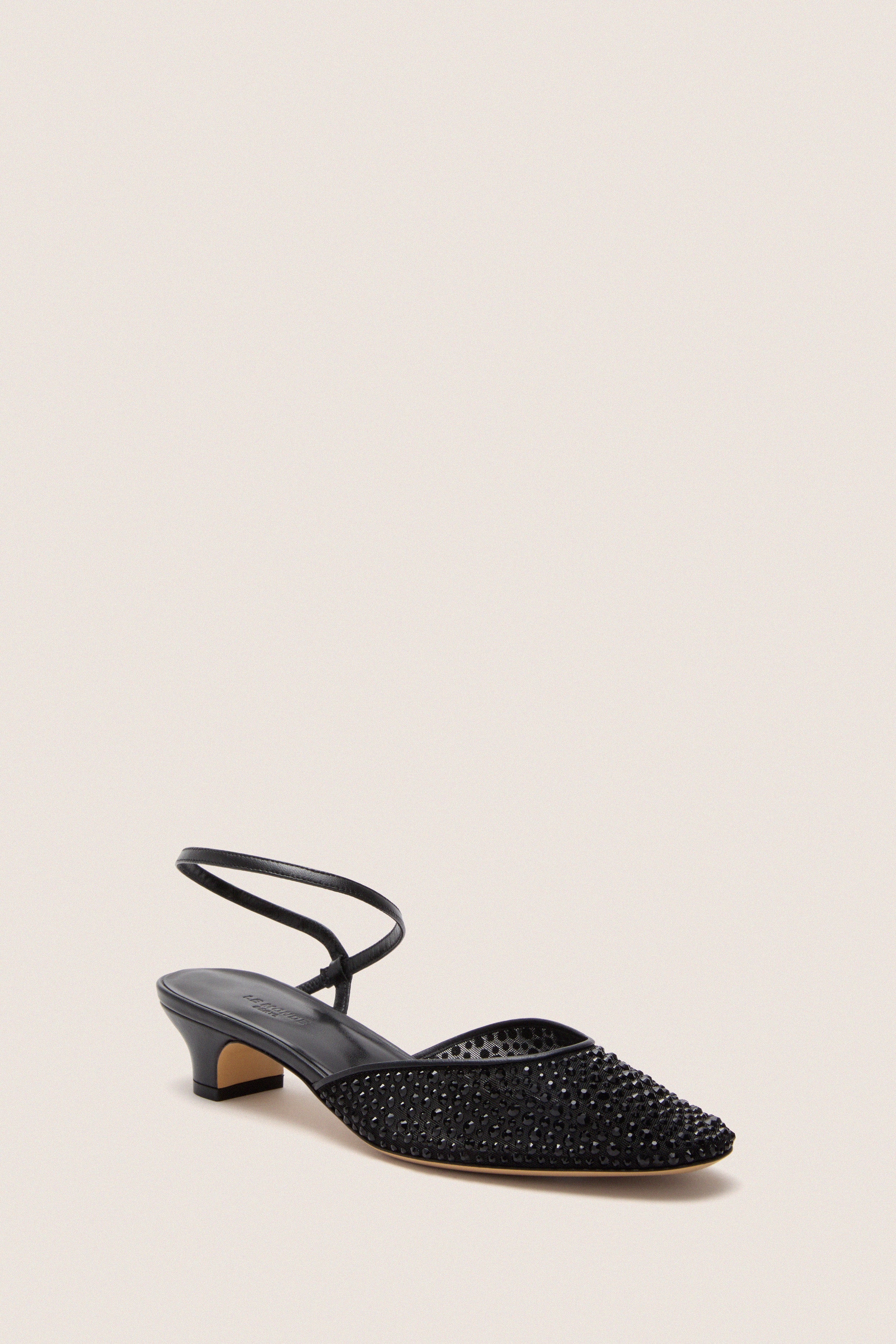 Black Crystals Erika Pump Sandals