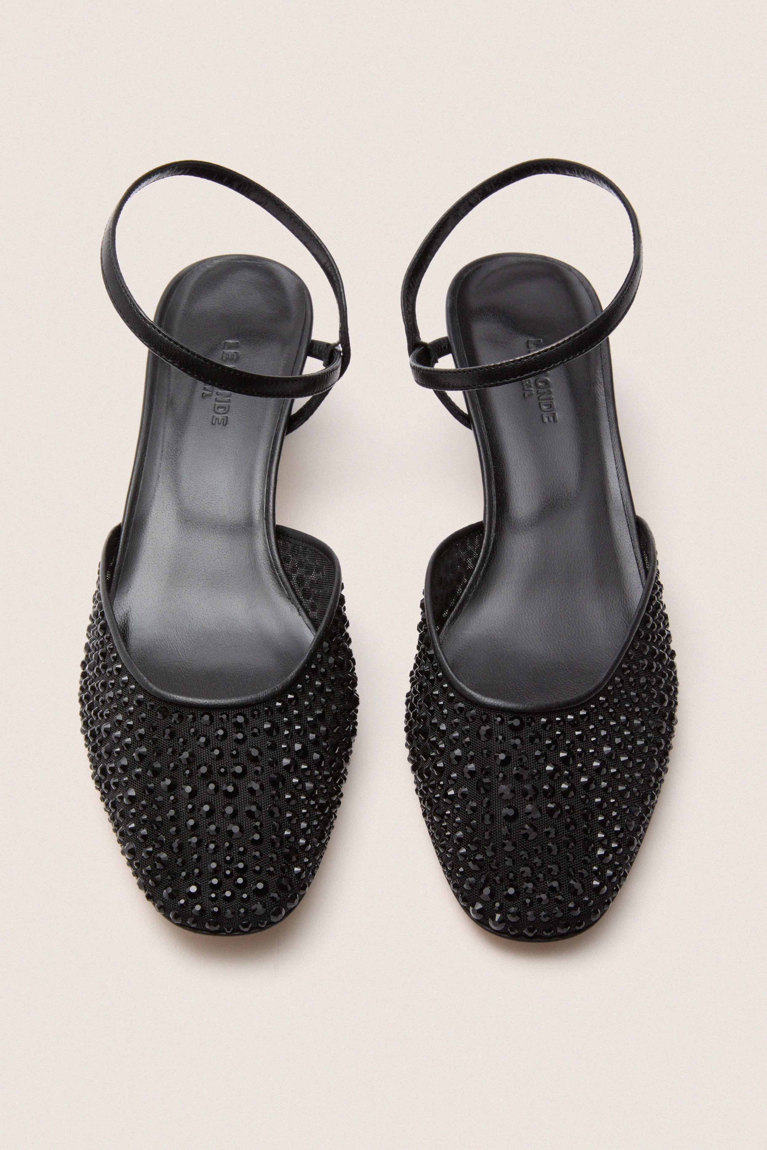 Black Crystals Erika Pump Sandals