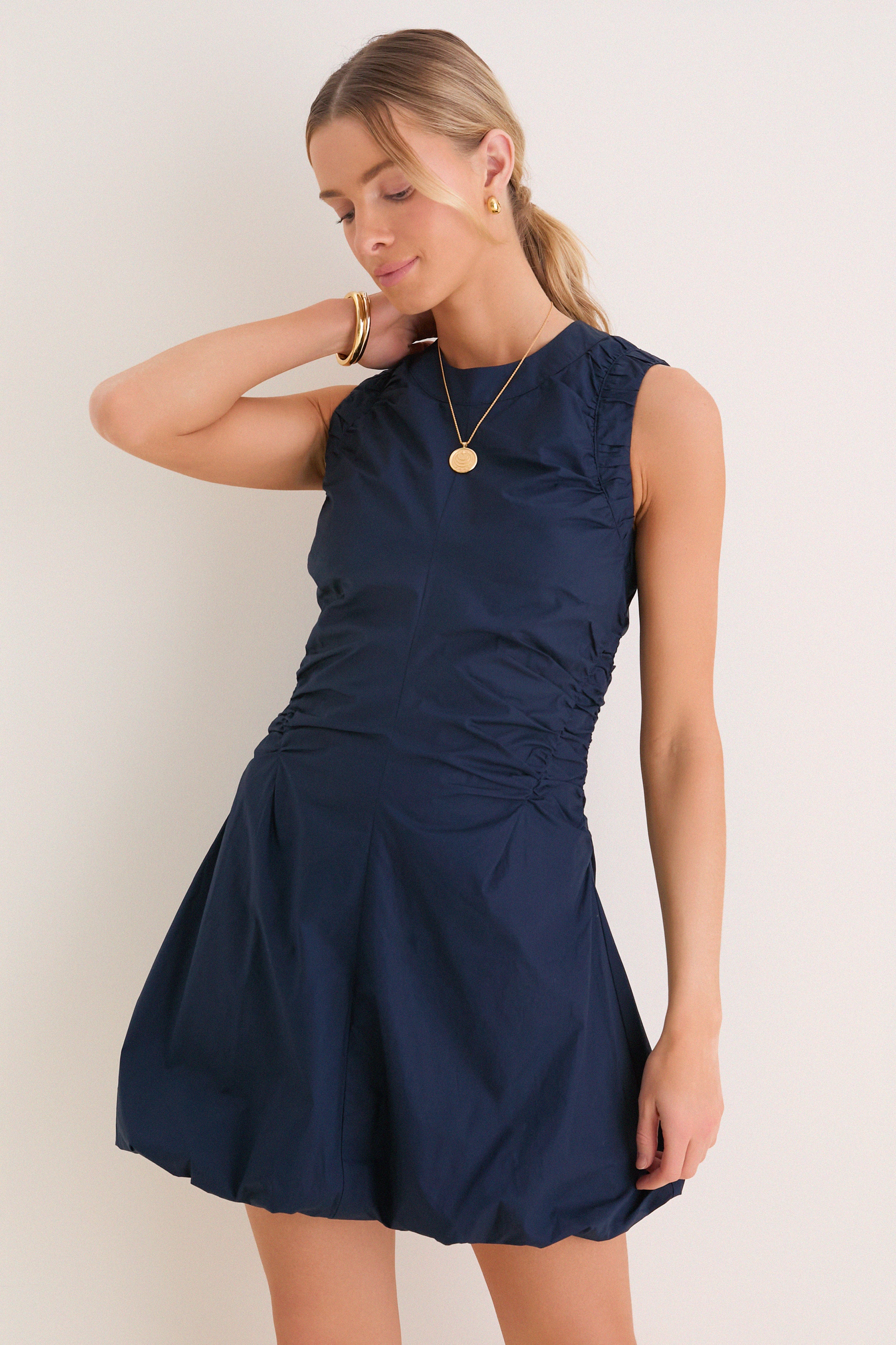 tuckernuck navy blue dress Cotton Alisa stitching-lila-lace-top Column silhouette Dolman sleeves Size/Age:80 (9-12M) Lavinia | Black High-Neck