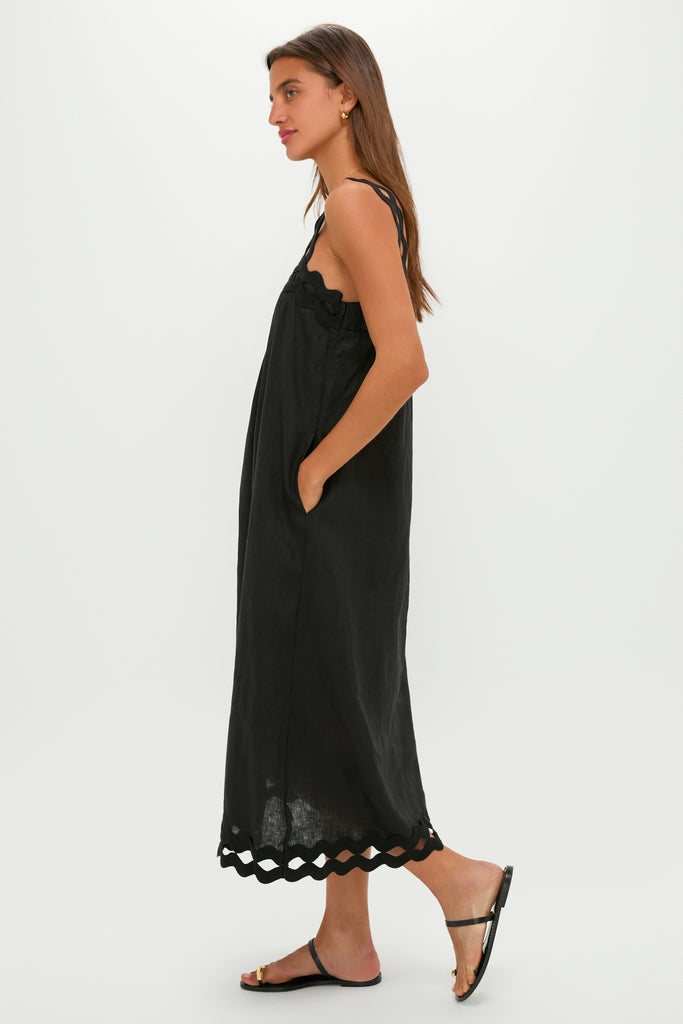 Black Ric Rac Linen Ellis Dress