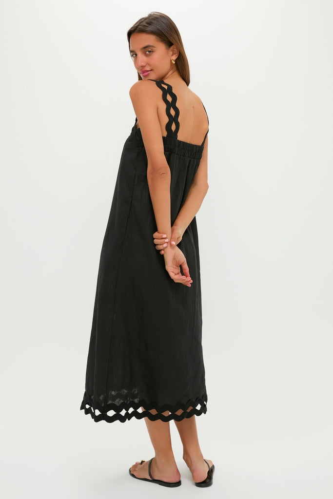 Black Ric Rac Linen Ellis Dress