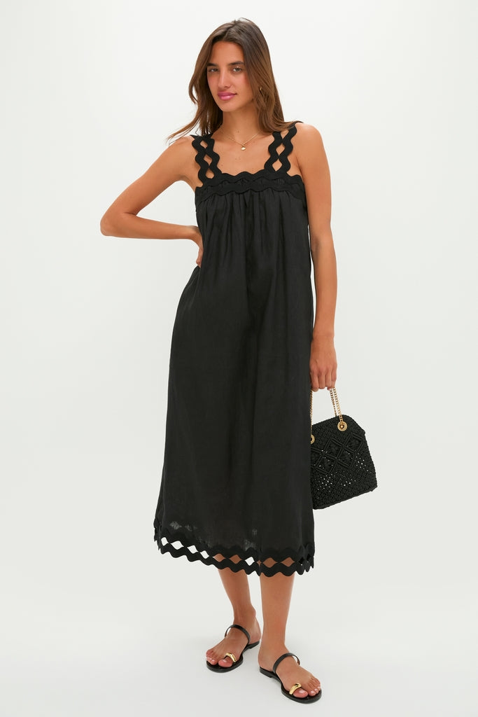 Black Ric Rac Linen Ellis Dress