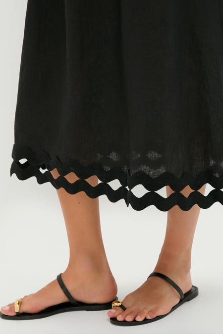 Black Ric Rac Linen Ellis Dress