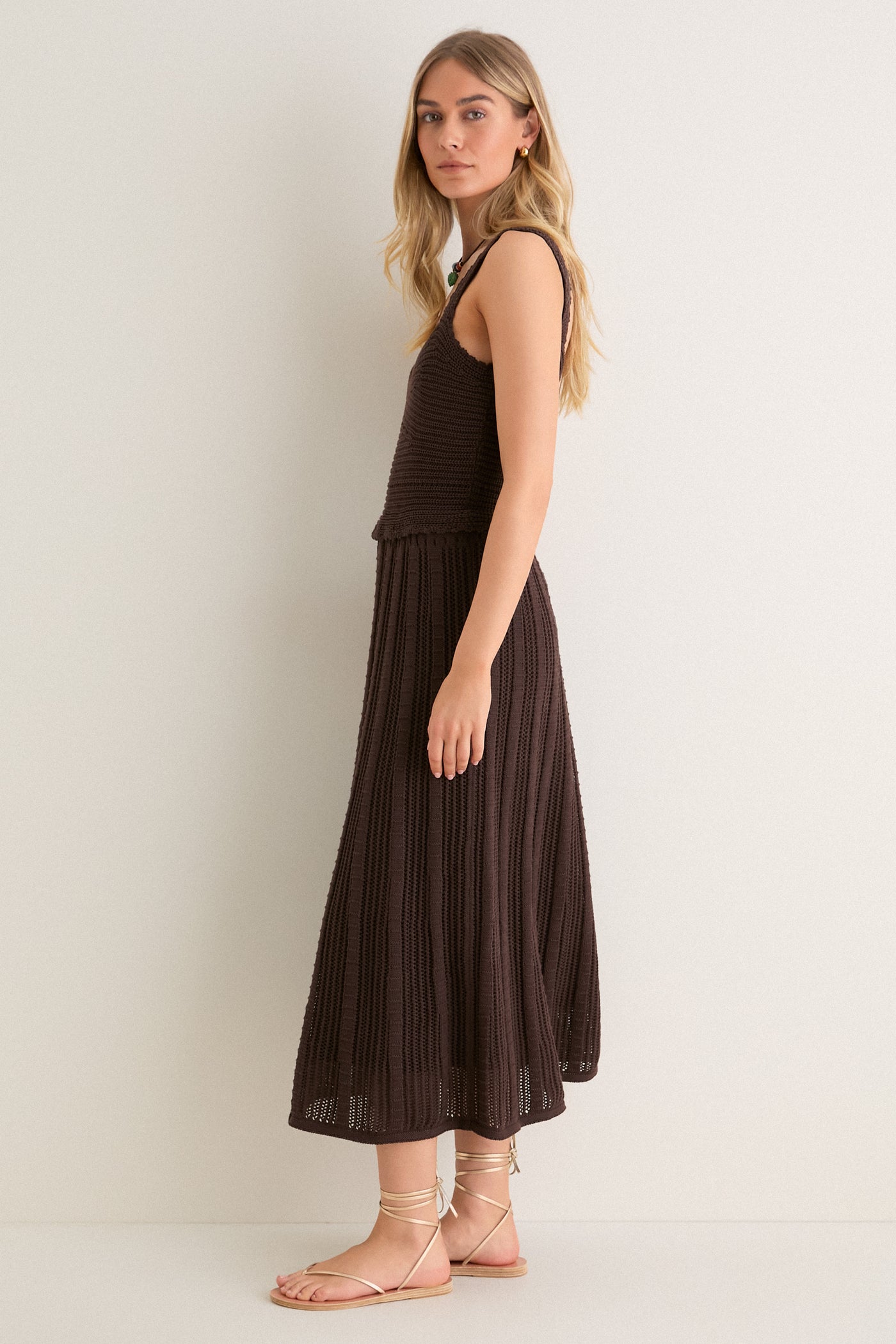 Chocolate Brown Knit Anne Midi Dress