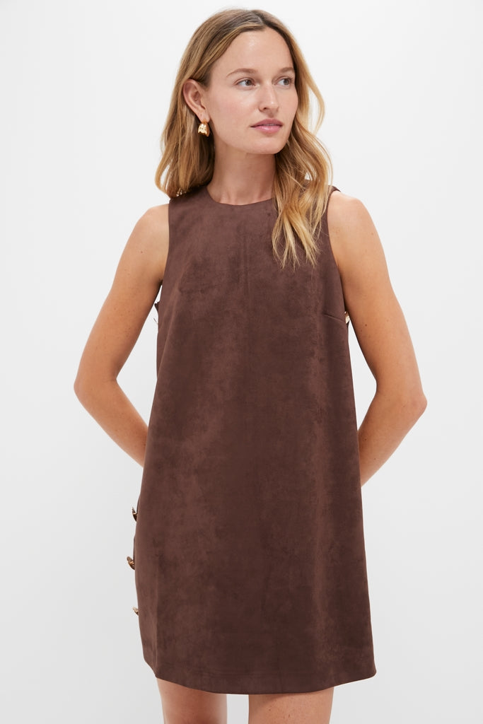 brown suede dress Kaisley Navy / S An internal grip tape keeps the neckline secure FAUX SUEDE SHORT DRESS -
