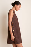 Chocolate Faux Suede Button Bitsy Dress