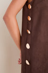 Chocolate Faux Suede Button Bitsy Dress