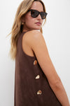 Chocolate Faux Suede Button Bitsy Dress