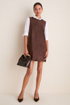 Chocolate Faux Suede Button Bitsy Dress