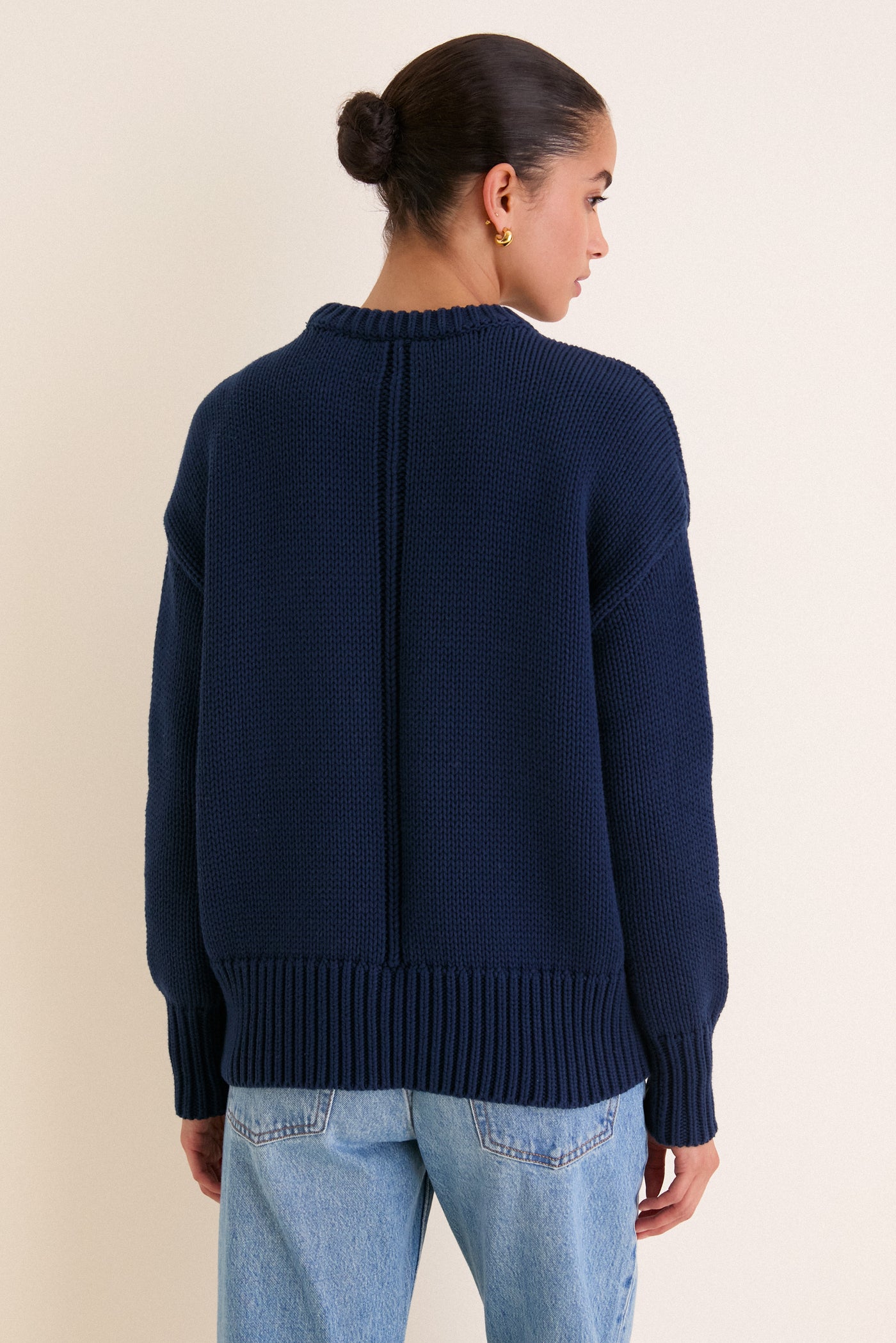 Navy Cotton Cliff Crewneck Sweater