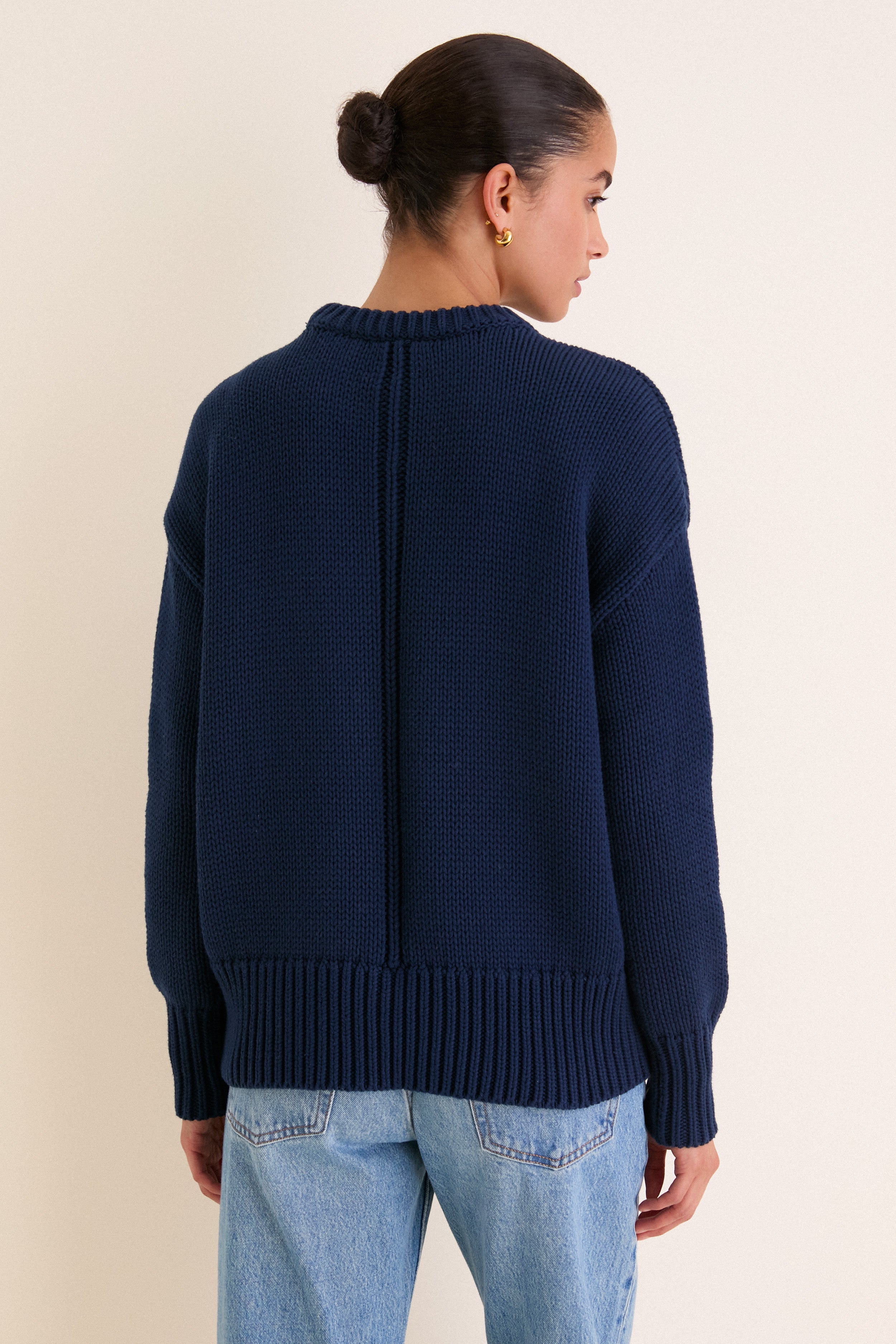 Navy Cotton Cliff Crewneck Sweater
