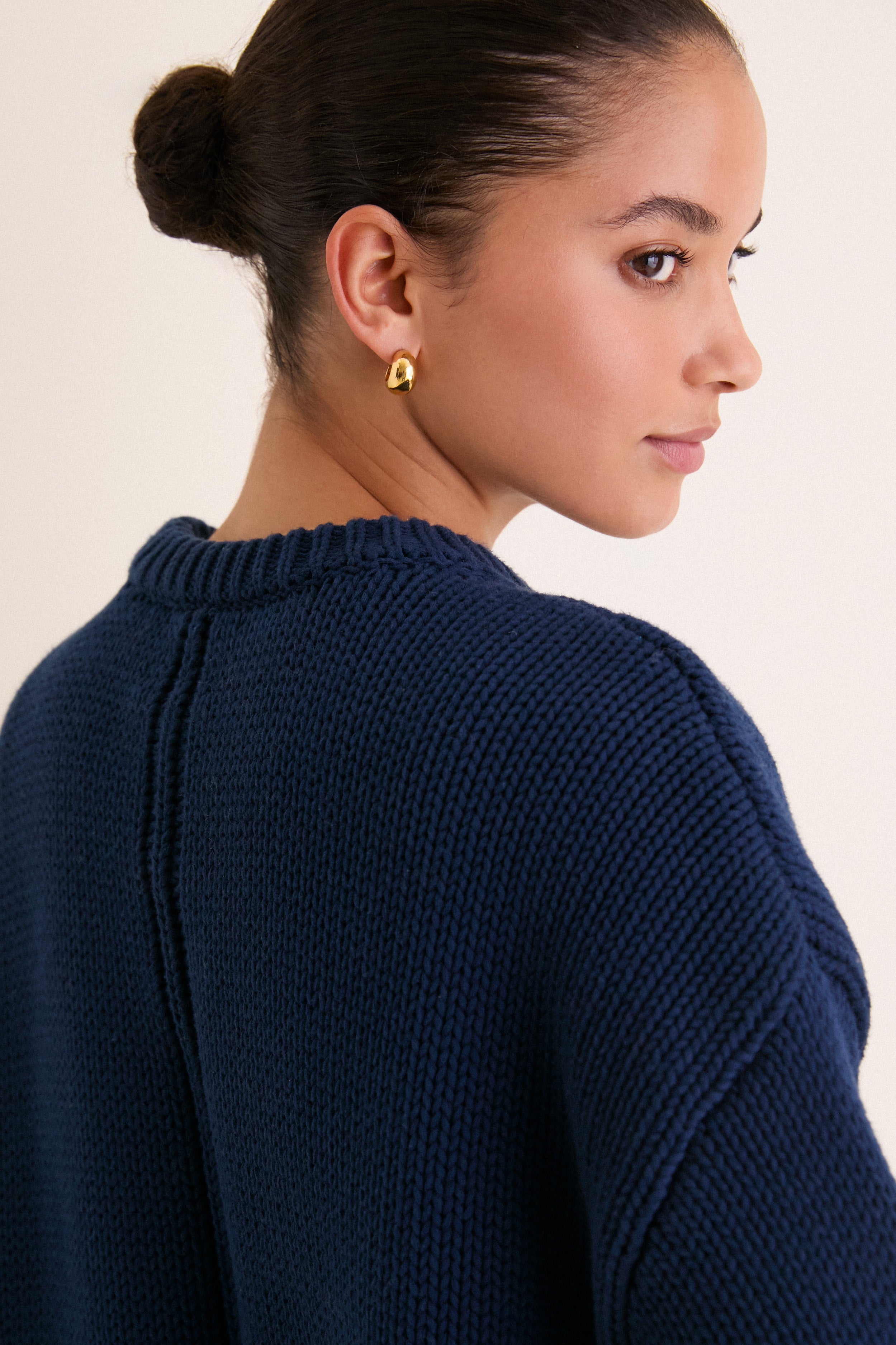 Navy Cotton Cliff Crewneck Sweater