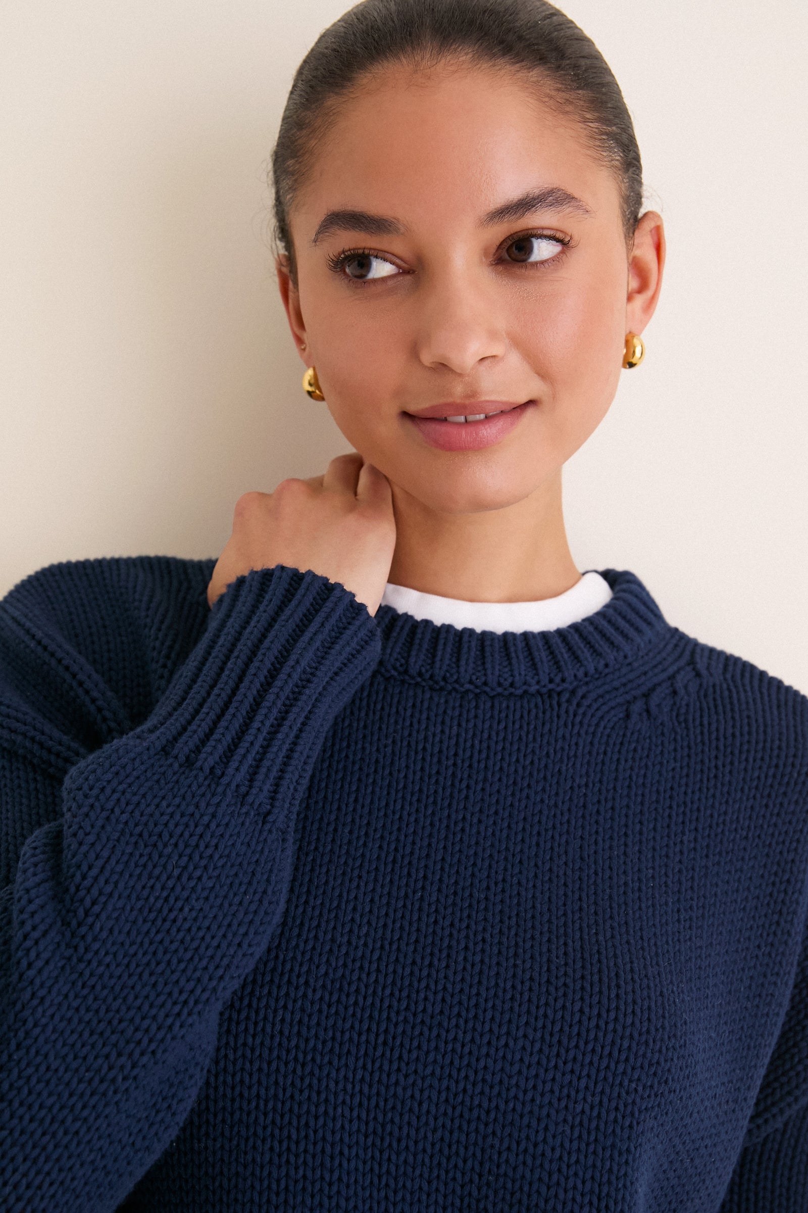 Navy Cotton Cliff Crewneck Sweater