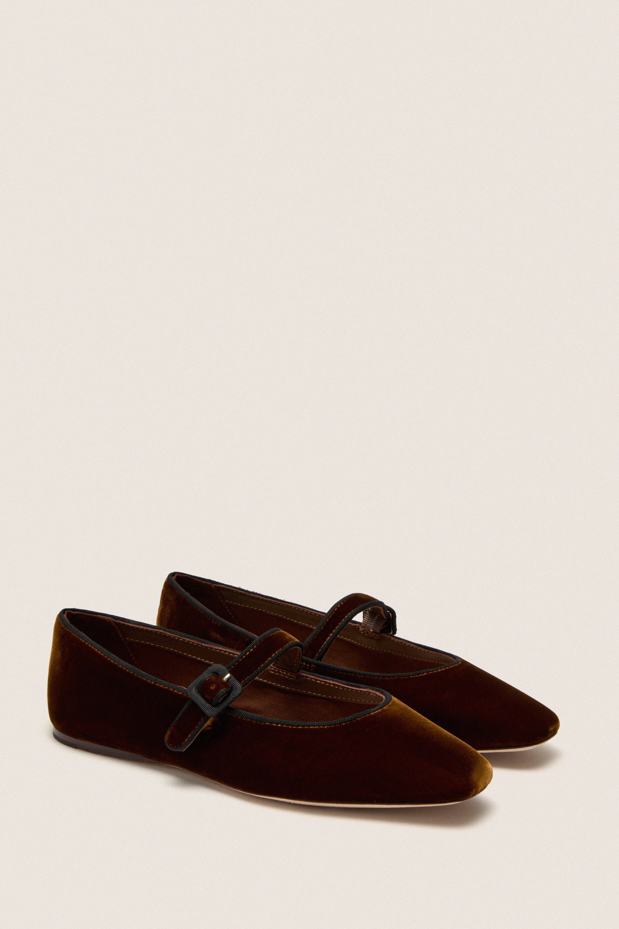 Dark Brown Velvet Ginger Mary Janes