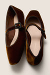 Dark Brown Velvet Ginger Mary Janes