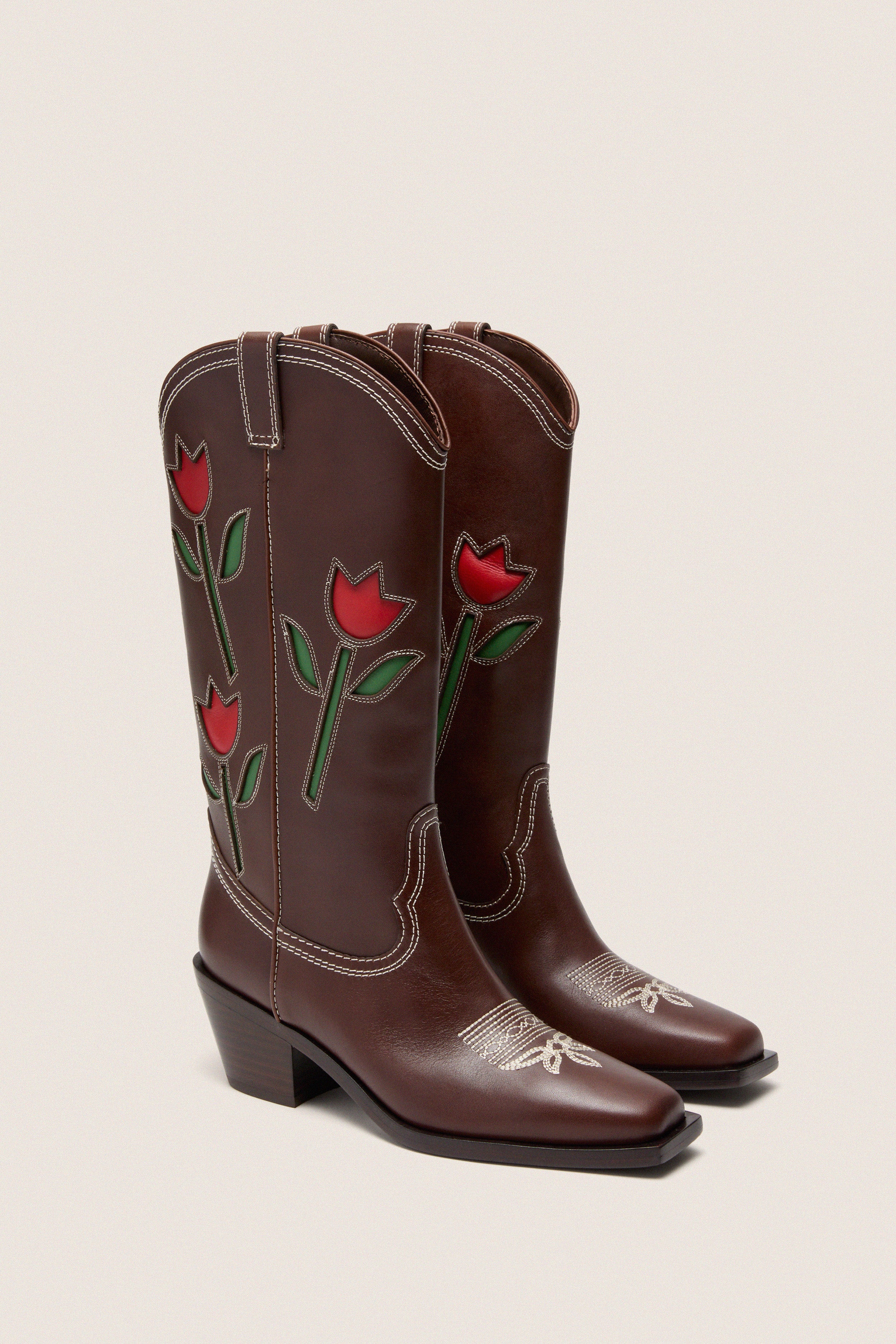 Espresso Vachetta with Tulips Wilder Boots