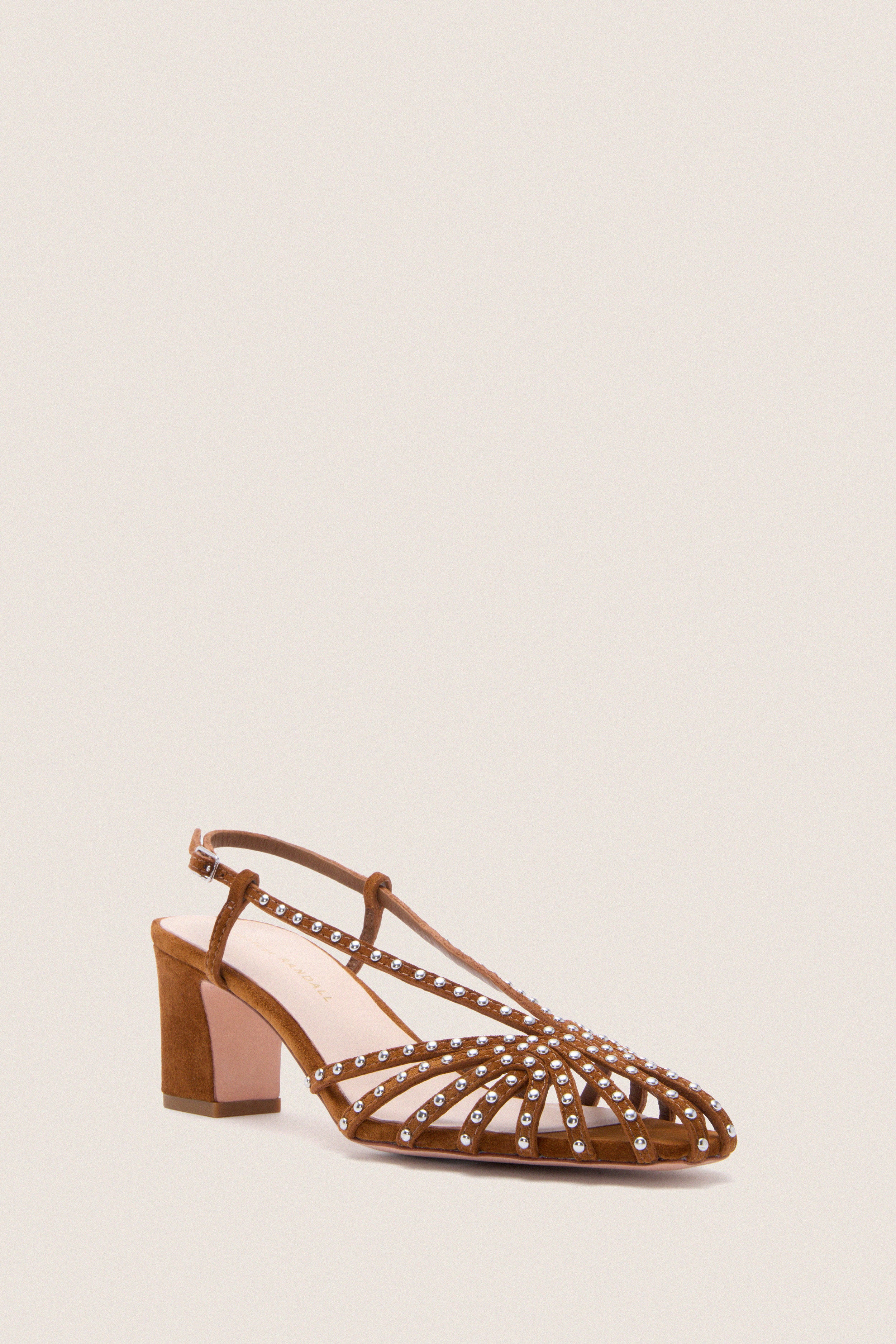 Cacao Suede Studded Priscilla Heels | Loeffler Randall