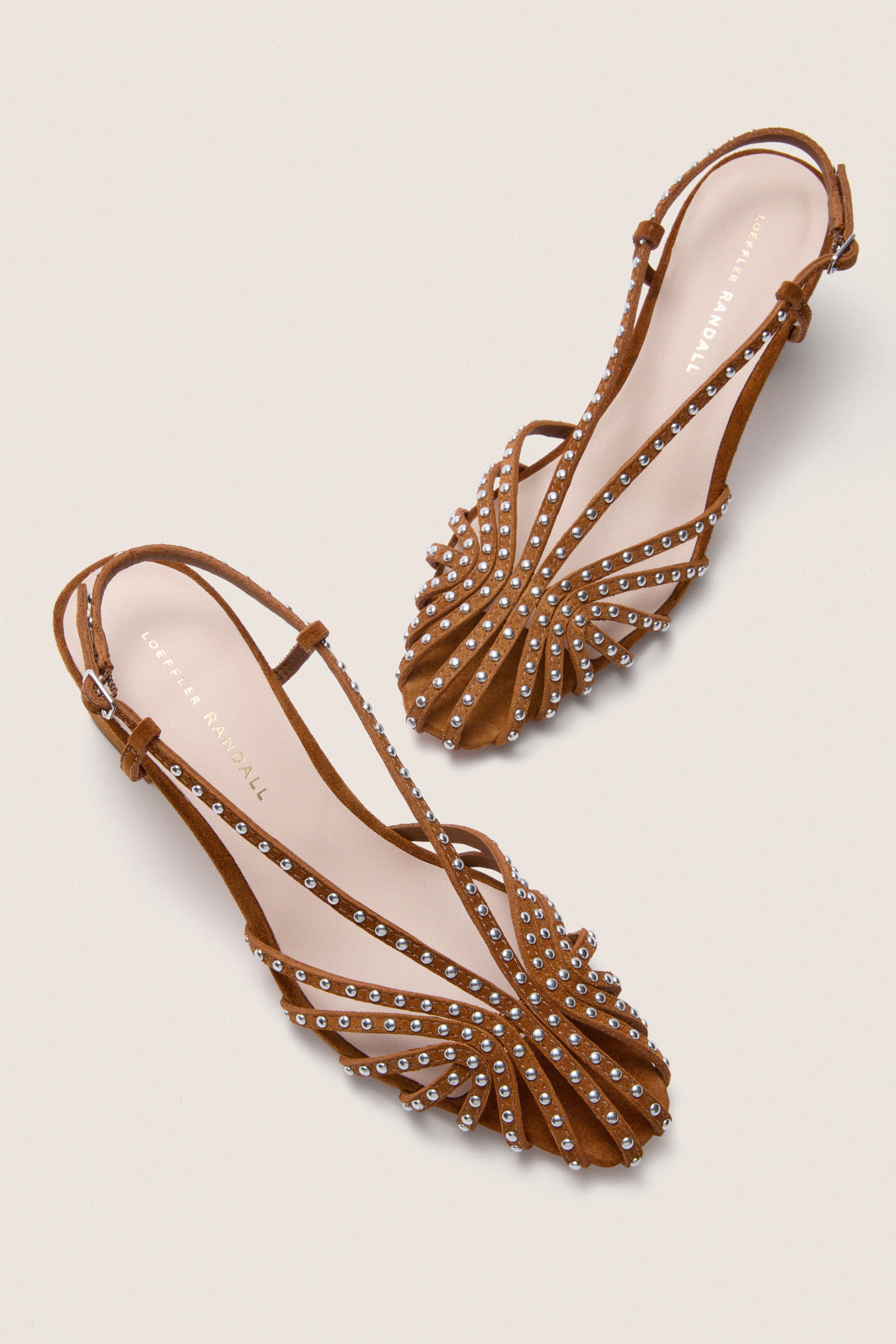 Cacao Suede Studded Priscilla Heels | Loeffler Randall