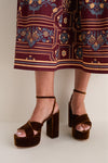 Dark Brown Velvet Loretta Heels